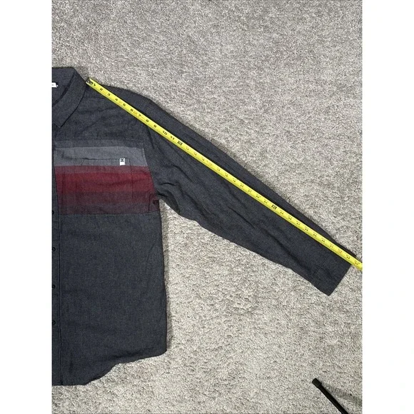 DC Apparel Button Down Long Sleeve Men's Shirt 2XL Gray Red - Picture 9 of 14